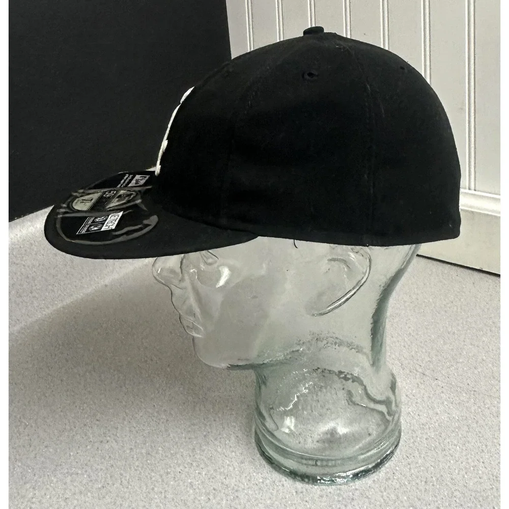 Vintage CHICAGO WHITE SOX Black Hat New Era 59fifty Fitted 7 3/8 Made In Usa